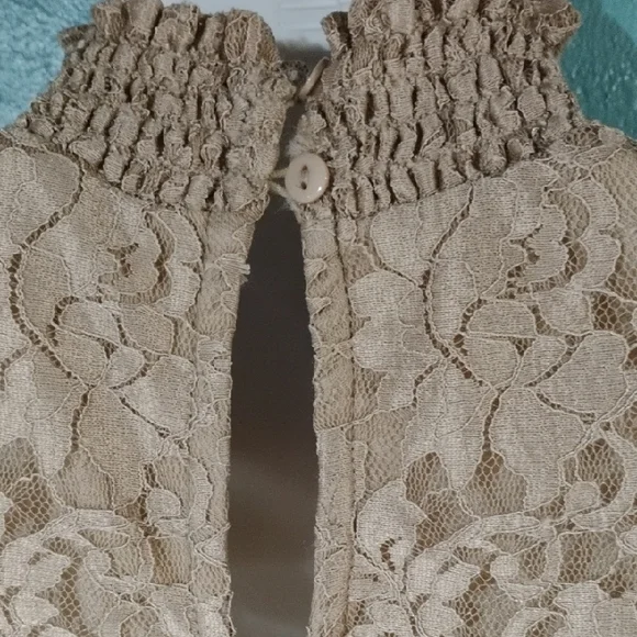 Cable & Gauge Beige Lace Sleeveless Blouse Size Small. - Picture 8 of 9